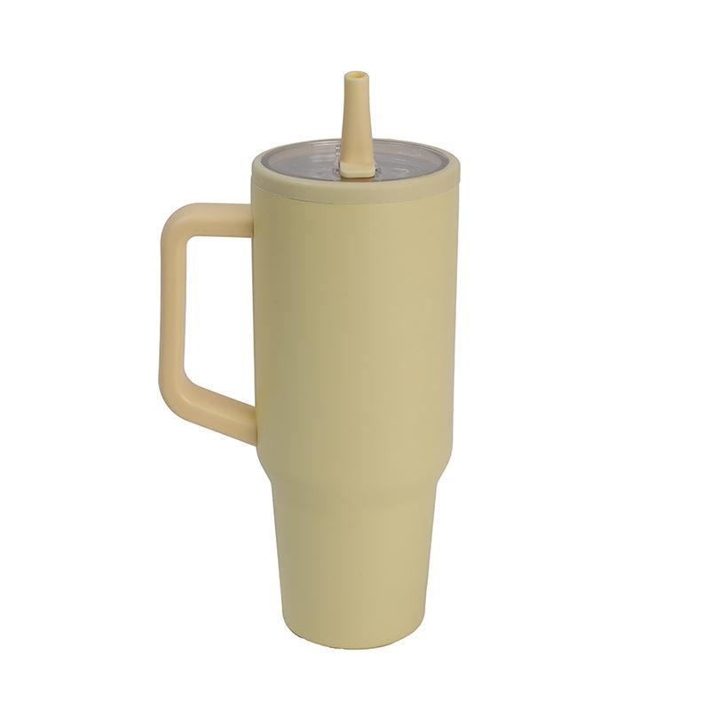 1200ml Simple 40oz Double Layer Ice King Cup Vacuum Insulated Leak Proof Foldable Straw Portable Car Mug