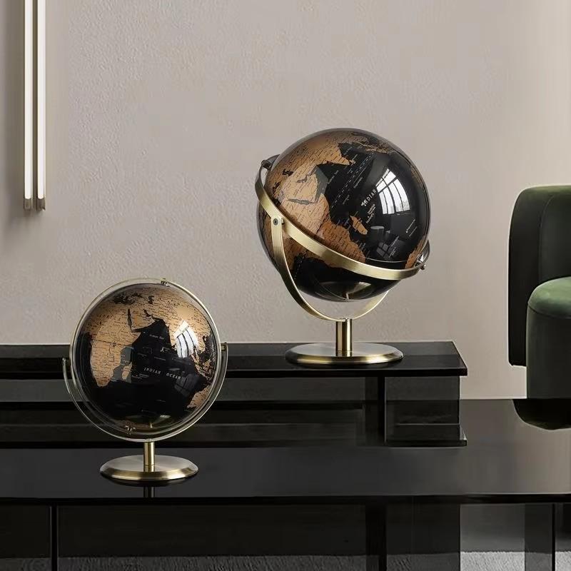 New 20/23cm Black Gold Rotating Globe British Home Office Decoration European Style Creative Handicraft Decoration Globe