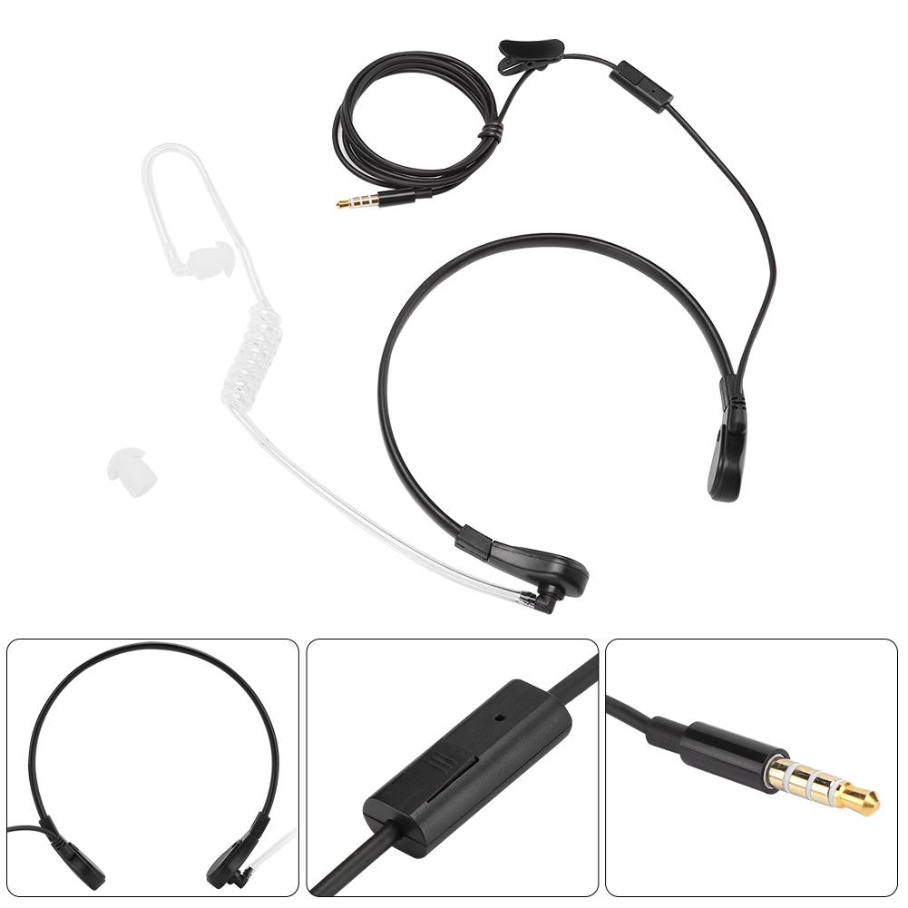 3.5mm Radiation Protection Throat Mic Microphone Earphone PTT Adjustable Concealed Air Conduit for