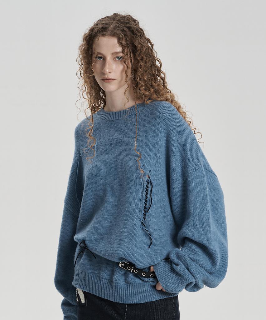 Jenyujeu Damaged Knit - Blue