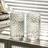 Embossed Threaded Glass Cup American Coffee Cup Soda Sparkling Water Beverage Kwai Juice Milk Breakfast Cup