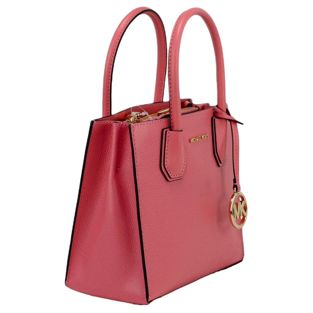 Michael Kors Mercer Solid Logo Gold Metal Accessories Litchi Grain Leather Shoulder Tote Bag Medium Women Handbags 35S1GM9M2L-GRAPEFRUIT