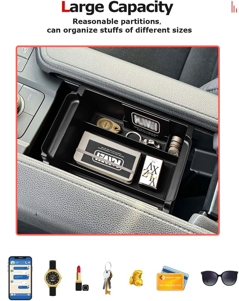 For Grand Highlander Toyota 2025 Center Console Tray Organizer Car Armrest Box Storage ABS Accessories Car Secondary Insert Box