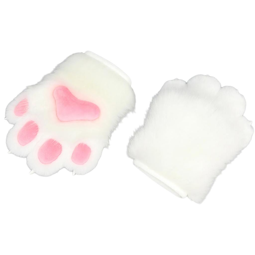 Anime Cats Paws Gloves Furry Plush Beast Paws Gloves for Girl Women Halloween Party Costume Handwear Cosplay Accessories
