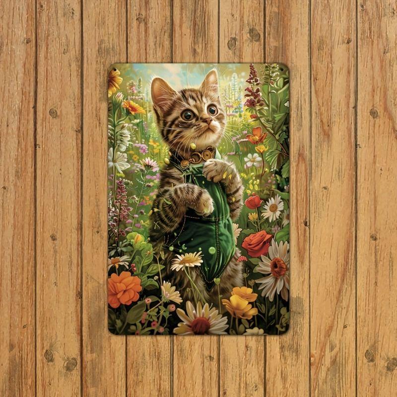 Vintage Style Metal Tin Sign Cute Cats Dogs for Cafe Interior