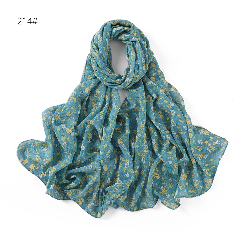 New Style Flower Printed Chiffon Scarf Fashion Moslim Hijap Summer Beautiful Floral Long Bandana Turkiye Headscarf Wraps