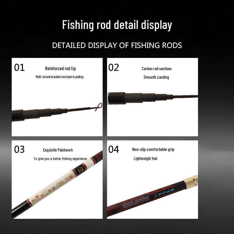 60cm Ultra-Hard, Ultra-Light Carbon Stream Rod – 2/8 Action, Ideal for Various Waters