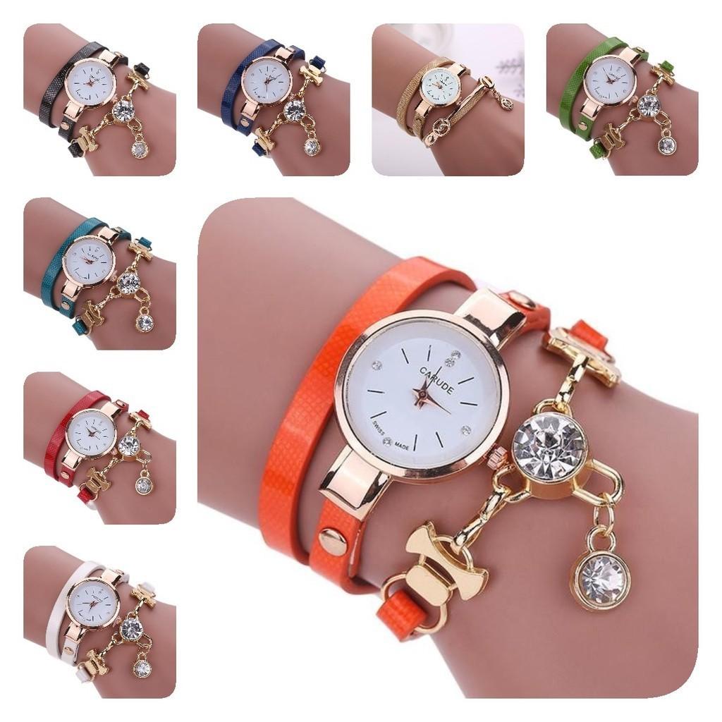 Modische Engelsanhänger Armbanduhr für Damen mit funkelnden Strasssteinen und PU-Armband