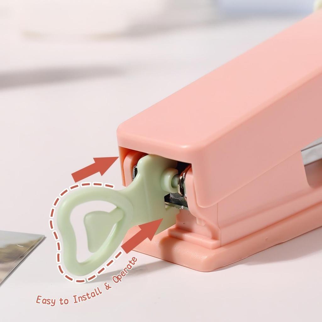 1PC Mini Swing Stand Stapler with Removable Note Clip Portable Desktop Stress Relief Stapling Machine for Office Binding