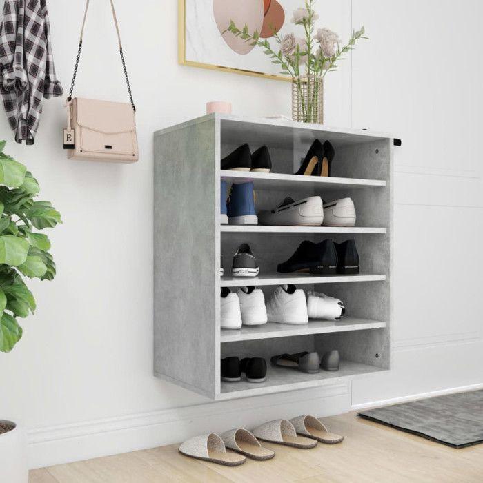 VidaXL Armoire à chaussures Gris béton 60x35x70 cm Aggloméré 808940