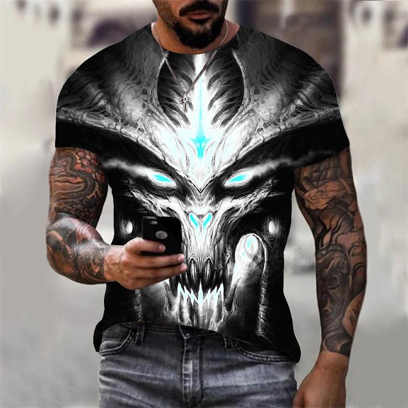 2026 Streetwear 3D Flying Dragon Series Printed Loose Breathable Short Sleeve Personalized Customized Casual T-shirt for Men