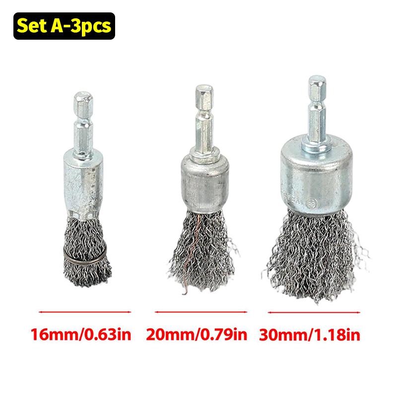 Hex Handle Electric Steel Wire Brush Stainless Steel Wire Brushes Silver Gold Rust Removal Polishing Wheel Brush Cleaning Tools