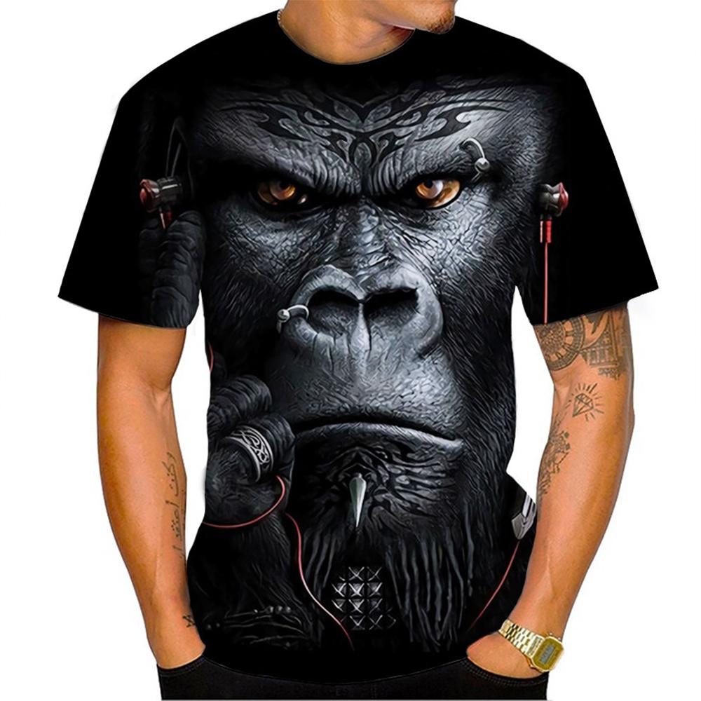 Sommer Heißverkauf Lustig Hübsch Gorilla 3D-Druckmuster Lässig Persönlichkeit Trendig Cool T-Shirt
