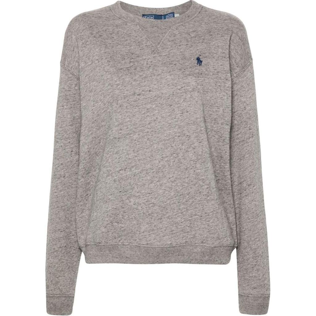 Polo Ralph Lauren Logo Print Crew Neck Pullover Long Sleeve Sweatshirt Women sweatshirt Gray 211943006-004
