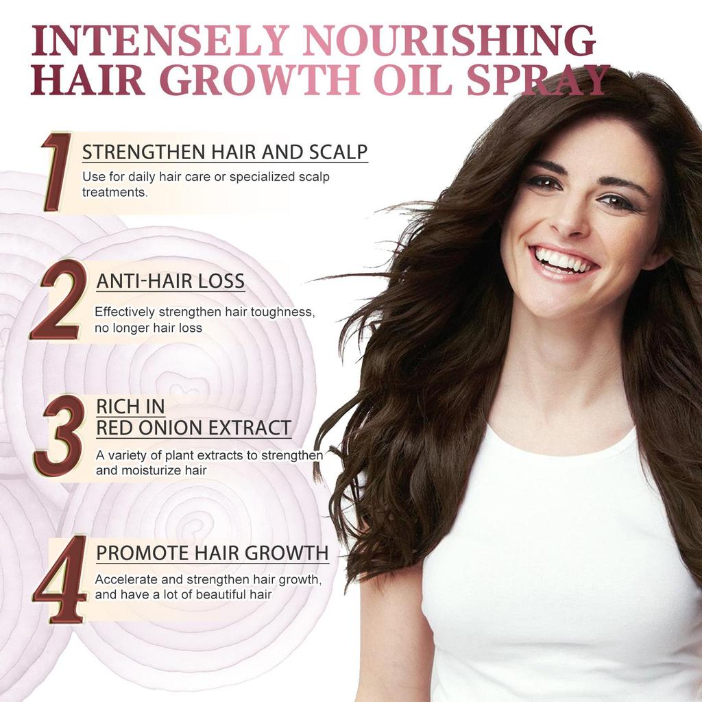 Red Onion Hair Growth Essential Oil Hair Care Spray Nourish Hair Roots Improve Hair Texture Hair Care Products