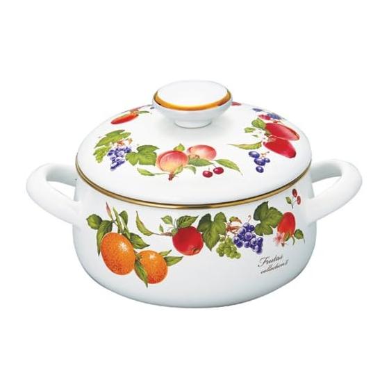 Эмалированная посуда Fuji Коллекция Фрукты II 18 см (2,1 л) Котел с двумя ручками FTC-18W
