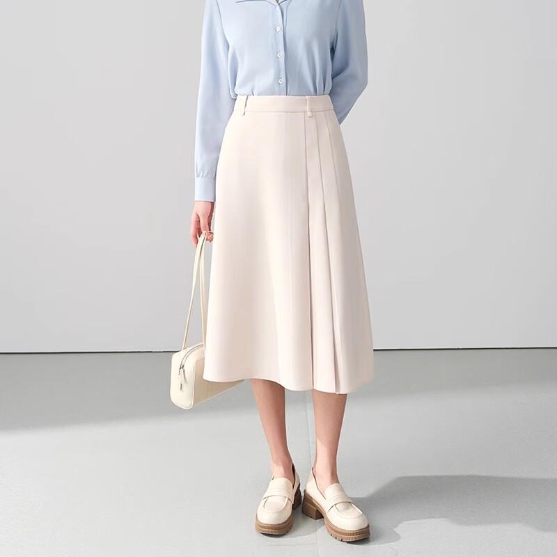 Women's High-Waist Pleated A-Line Commuter Skirt