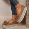 Klobige Plateausneaker Damen Herbstmode Schleife Dicke Sohle Loafer Schuhe für Frau Rutschfest Flacher Absatz Espadrilles Schuh