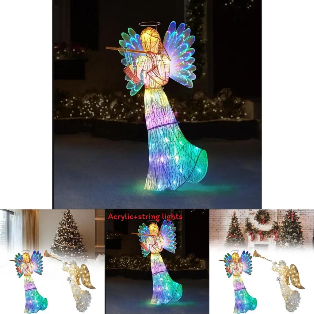 Angel Tree Topper Led Lighted Acrylic Star For Christmas Tree Decor