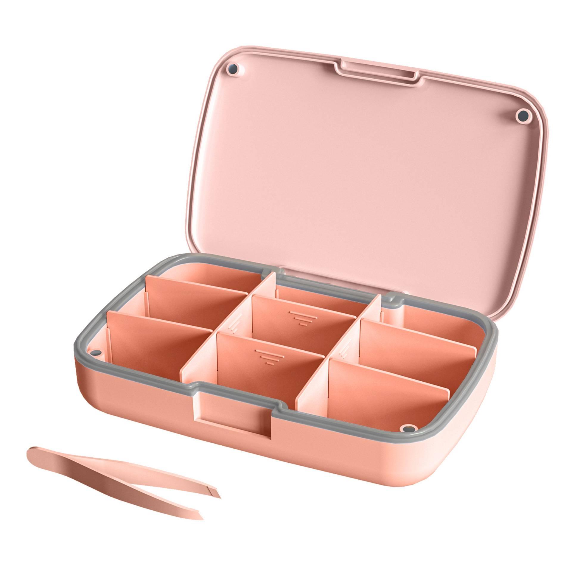 

Lidded Magnetic Storage Box With 9 Compartments, Sealed Storage Box, Large Capacity, Portable Weekly 7-day Detachable Pill Organ розовый