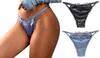 ZAZALAND Smooth Satin Panties Set Women's High-Leg T-Back (Blue/Black, M)