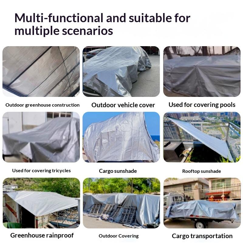 Double Silver Sun Shade Cloth Waterproof UV Protection Tarpaulin High Density Heat Resistant Sunscreen Tarp with Grommets