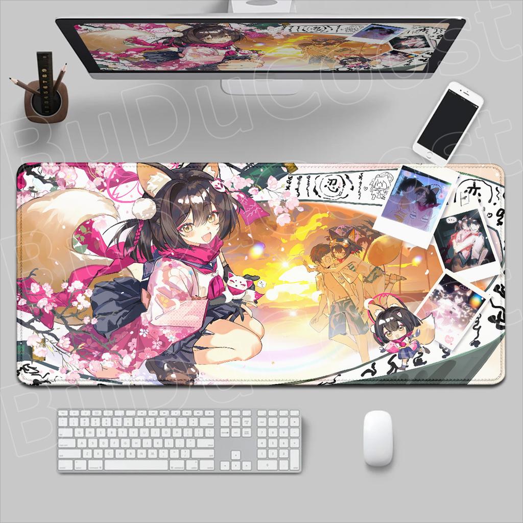E-sport Gamer Tabletop Rug Office Accessories XXL Notebook Keyboard Mouse Mat Blue Archive Kuda Izuna Anime Girl Mauspad 90x40cm