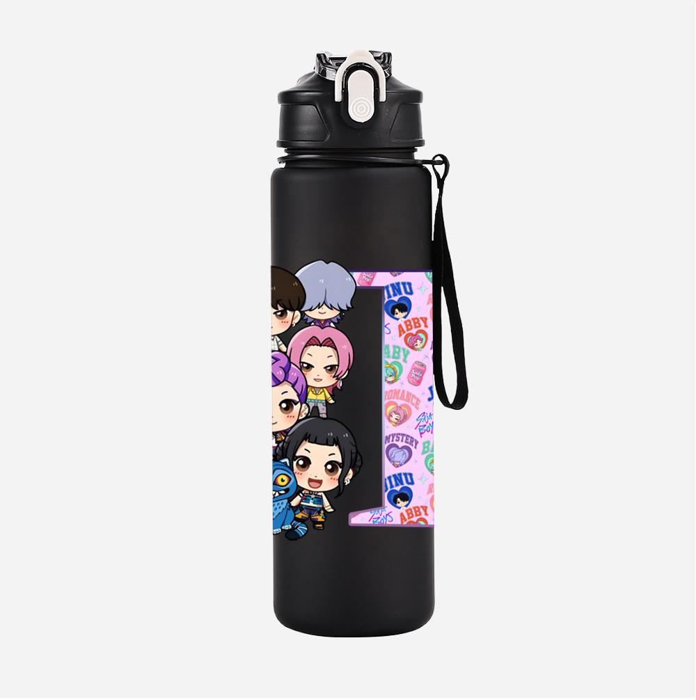 

750Ml Water Bottle 26 English Letter K-Pop Demon Hunters Printed Large Capacity Drinking Cup Portable Outdoor Sports Water Cup Children Gift