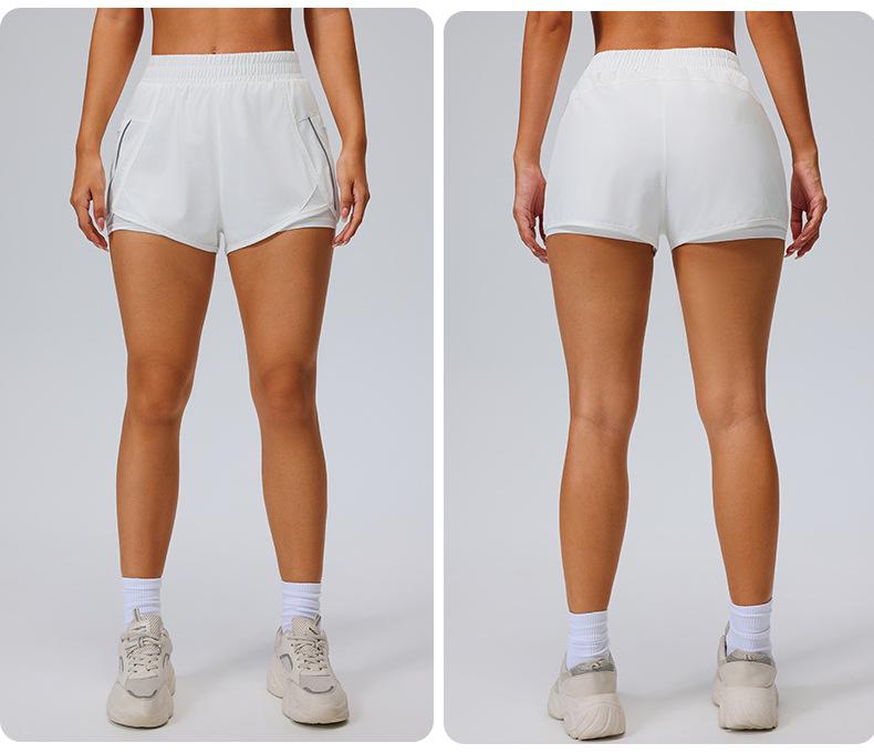 Women's Quick-Dry Three-Quarter Running Shorts with Inner Lining and Double Layer for Fitness