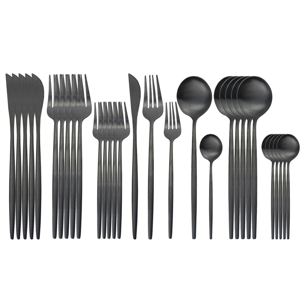 30Pcs Matte Gold Cutlery Set Stainless Steel Dinnerware Knife Dessert Fork Spoon Dinner Silverware Kitchen Party Tableware Set