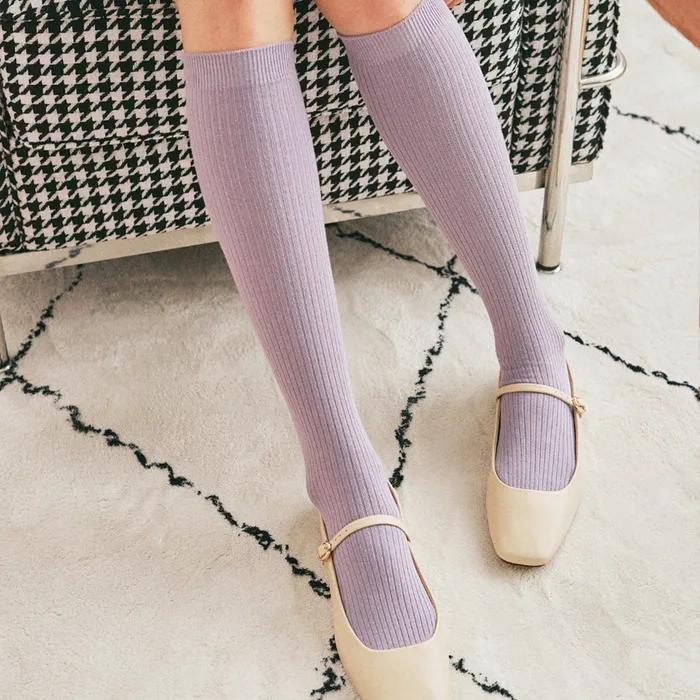 STB024 Standard Cotton Rib Knee Socks (6 Colors)