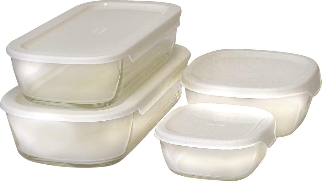Hario Stacking Heat Resistant Glass Container Set of 4 KSTL-4004-OW