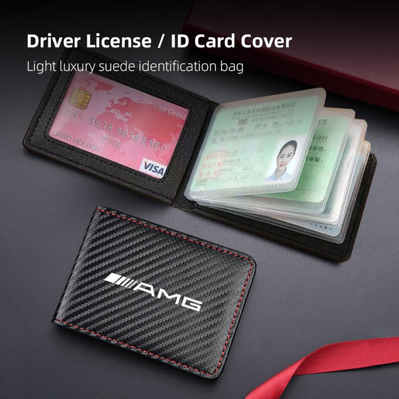 FVNH3 1Pcs Car Driver License Storage Bag Wallet ID Card Protective Sleeve For Mercedes Benz AMG Smart W205 C300 W203 W206 W108 W124