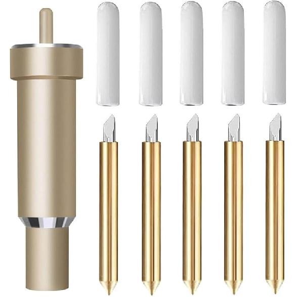 

5 шт. Премиум лезвие с тонким кончиком, совместимое с Cricut Maker 3/Maker/Explore 3/Explore Air 2/Air/One/Venture, корпус для лезвия с тонким кончиком для большинства легких золотой
