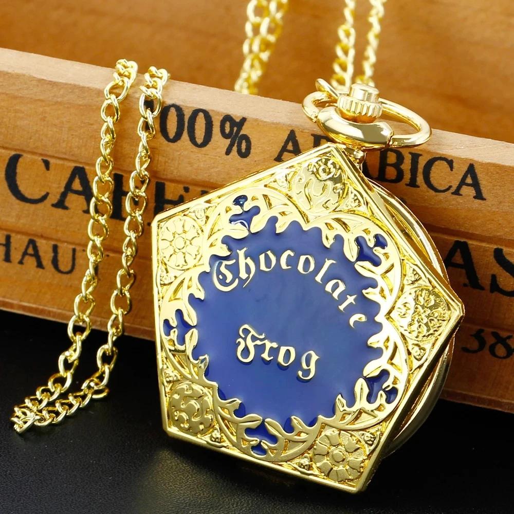 

Luxury Gold Trolleys Wizard Magic Pocket Watch Antique Vintage Chain Clock Pendant Jewelry Timepiece Gift for Women Men Children золотой