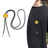 Vintage Sun Shape Gem Stone Bolo Tie Cowboy Costume Accessory for Men and Women Western Braided Cord Necktie Necklace