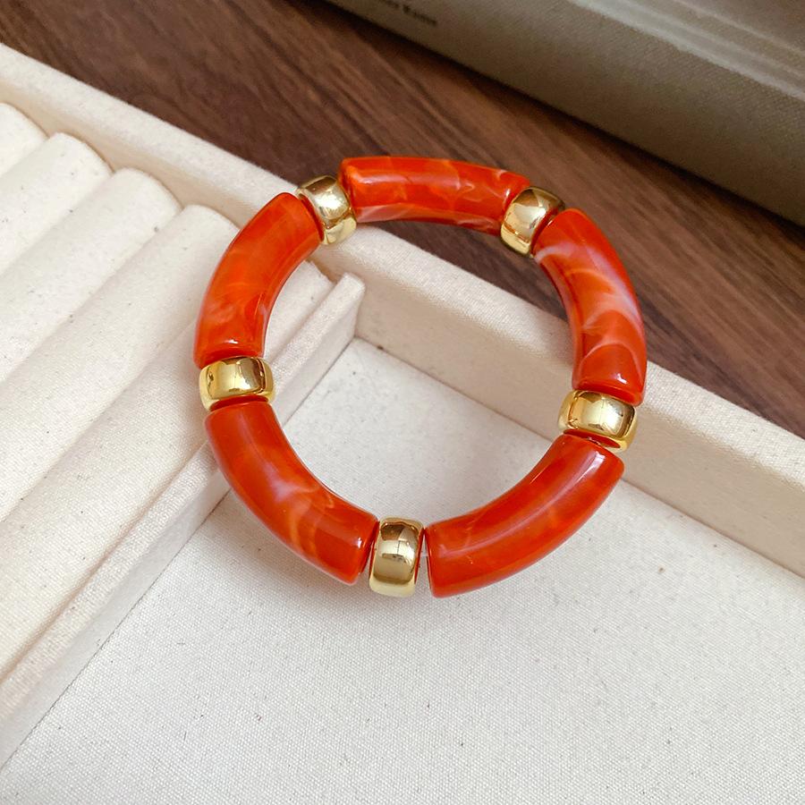 Neue gespleißte Bambusrohr Acryl Runde Armreifen für Damen Herren Mode Smuding Geometrische Armbänder Elastischer Armreif Partner Schmuck X
