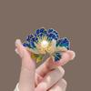 Elegant Chinese Style Enamel Peony Brooch For Women Girls Delicate Pink Blue Purple Flower Pearl Brooch Pins Party Jewelry Gifts