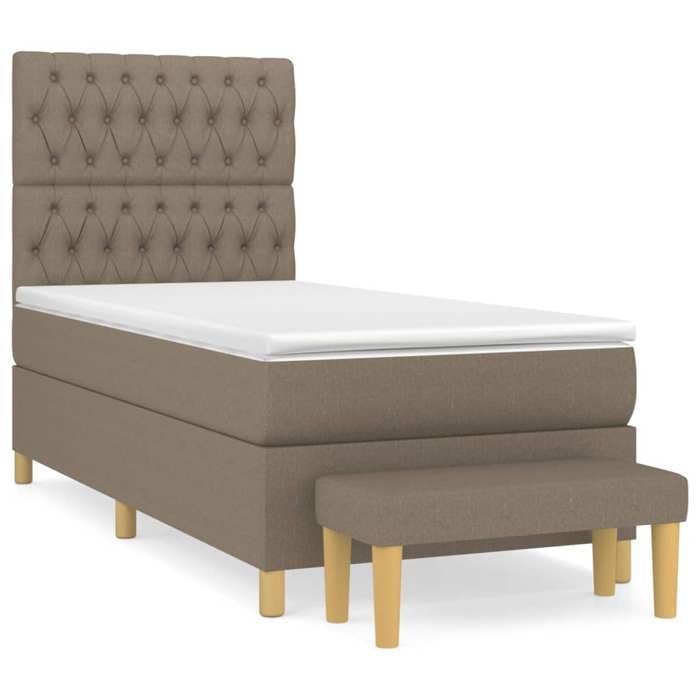 Maison Exclusive - Sommier à lattes de lit avec matelas Taupe 90x200 cm Tissu