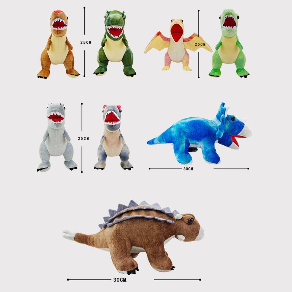25cm Simulation Dinosaur Plush Toy Lifelike Triceratops Ankylosaur Stegosaur T-rex Pterosaur Dragon Doll Cartoon Soft Kids Gift