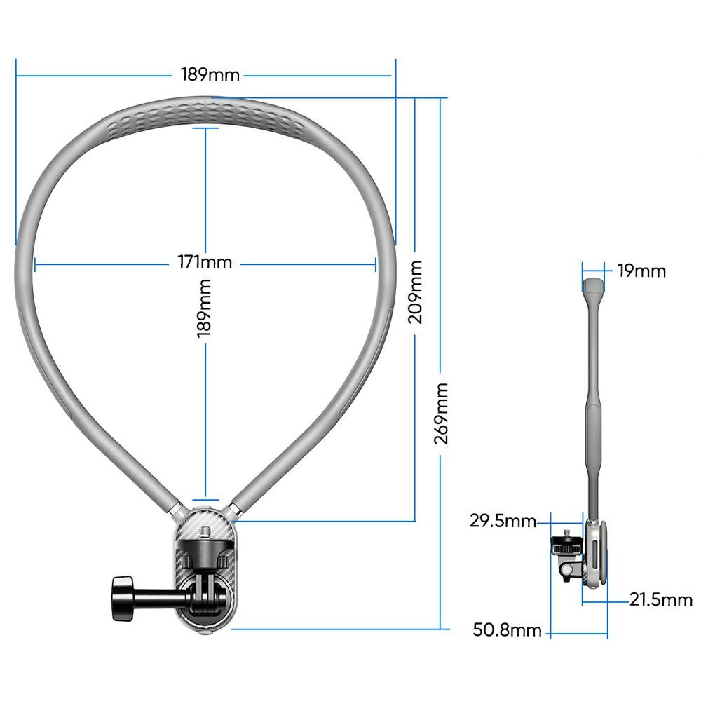 SCS-NH001 Magnetic Neck Holder with Phone Clip,1/4 Adapter for Action Camera,Phone,Hands Free Neck Mount