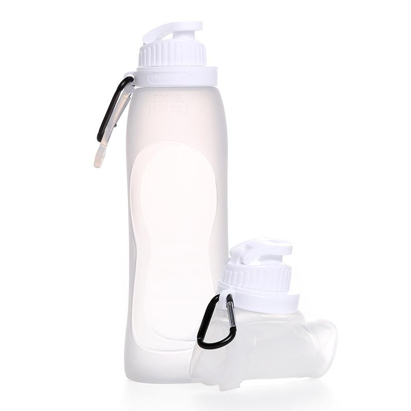 Explosions Sports Kettle Cycling Outdoor Sports with A Hand-held Silicone Cup Portable Anti-fall Straight Drinking Water Bottle.