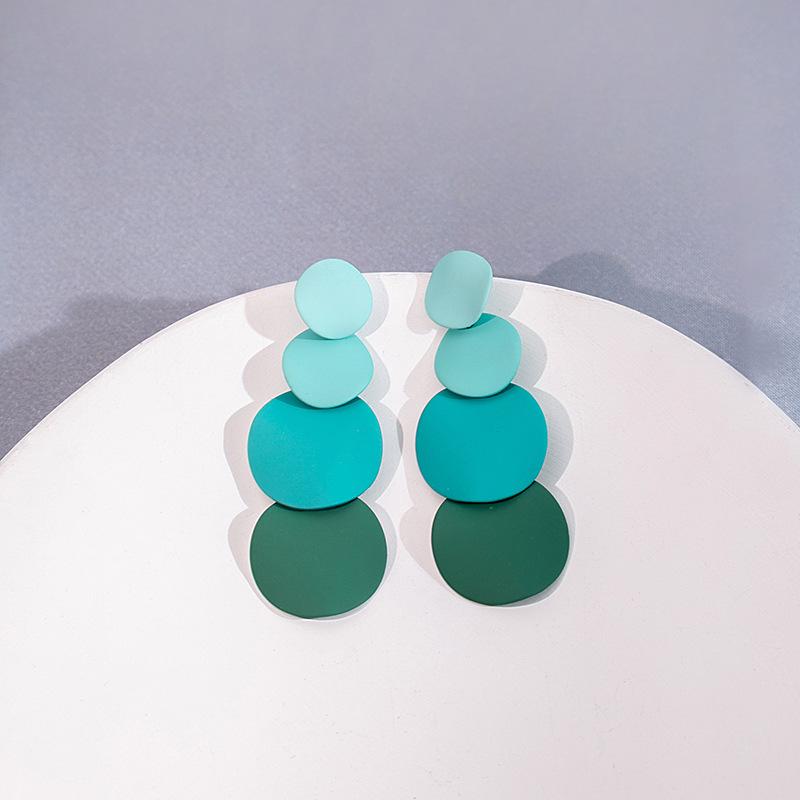 Korean Geometric Macaron Color Round Tassel Earrings for Women
