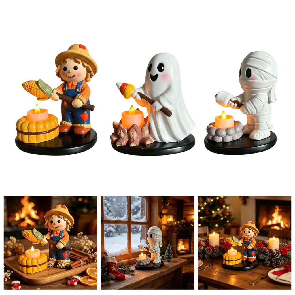 Cute Halloween Tealight Holder Made of Resin, Decoration
