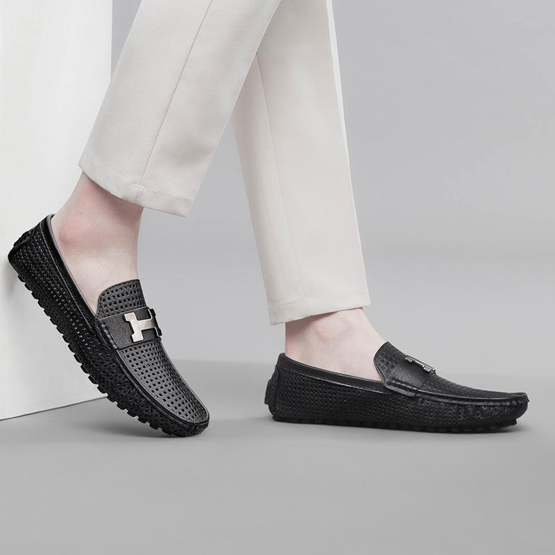 Men's Shoes Crocodile Pattern Doudou Shoes Large Size Lazy Driving Shoes Foreign Trade British Casual Leather Shoes Men's Cowhide Men's Shoes