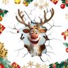 Reindeer Wall Stickers Removable 3D Visual Design Party Art Clings Christmas Reindeer Wall Decal For Door Room Home Party Shop