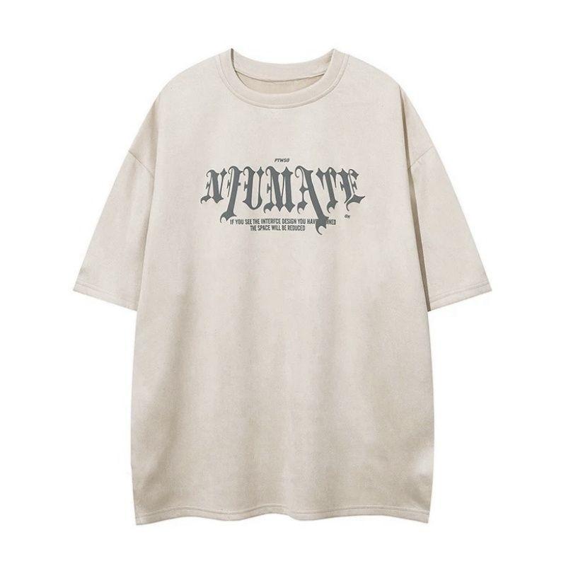 Cotton Short Sleeve t Men's T-shirt ins Trendy Hip-Hop Style Crew Neck Base Shirt Summer