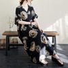 Summer Print V-neck Loose Oversized Vacation Style Long Skirt