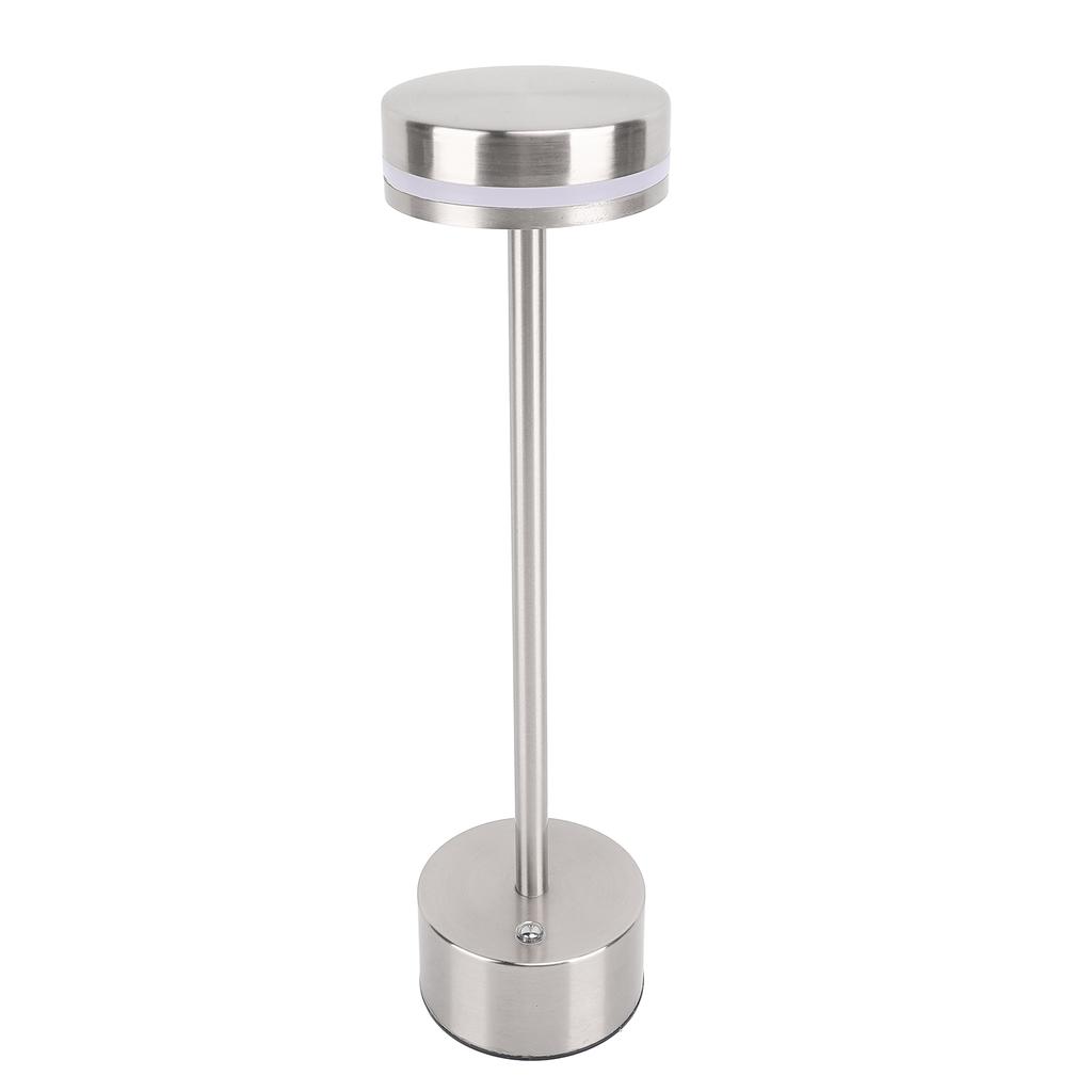 Rechargeable Cordless Table Lamp Modern Dimmable 3 Color Temperatures Portable Bedside Lamp Silver