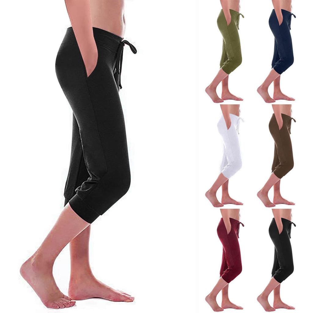 Mode Damen Yoga Einfarbig Selbst Anbau Elastische Band Taschen Hosen Hosen